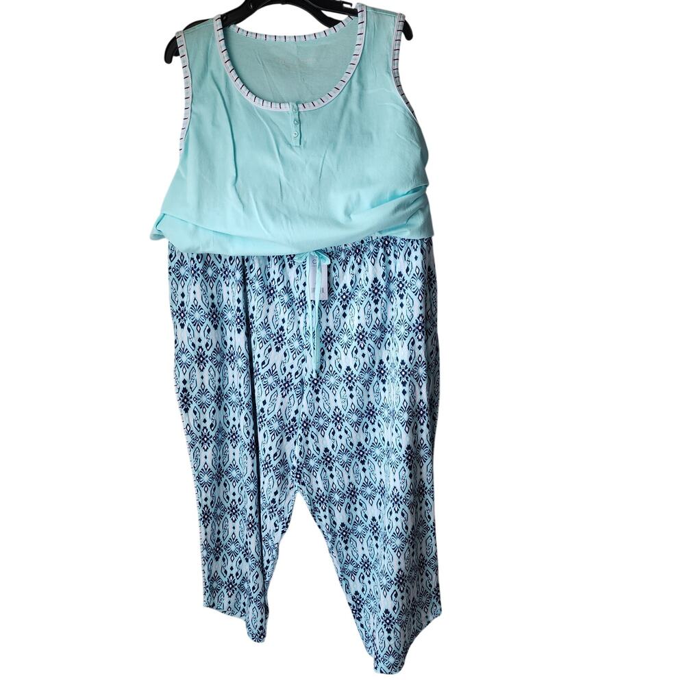 NWT Carole Hochman 2-Piece Pajama Set Aqua Blue | Cozy Lounge Sleepwear Women 2X - Picture 12 of 16